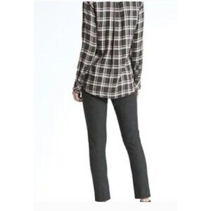 Banana Republic Womens Dillon Shirt M Black Plaid Long Sleeve Flannel Viscose Bl